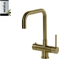 Selsiuz Inox kokend water kraan met combi extra boiler en U-uitloopkraan gold