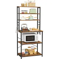 Nancy's Cleveland Keukenkast - 6 Niveaus - 6 Haken - Werkblad - Industrieel - Bruin - Zwart - Metaal - Bewerkt Hout - 80 x 40 x 167 cm
