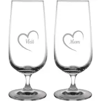 Fusion Gegraveerde bierglas op voet 41cl Mem mei hert & Heit mei hert