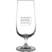 Fusion Gegraveerde bierglas op voet 41cl een betere meester bestaat niet