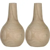 Mica Decorations Vaas - 2x - paulownia hout - bolvormig - 16 x 28 cm - bloemenvaas - 7L