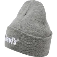 Levi's Unisex Lan Poster Logo Beanie Dark Grey Heather Maat: OS | Accessoires Outlet | kids | Grijs