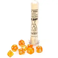 Chessex Borealis Polyhedral Blood Orange/White Luminary Dobbelsteen Set (7 stuks)