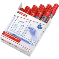 Edding 365 whiteboard marker, schrijfkleur rood, spievormige punt, lijndikte 2-7 mm, droog uitwisbaar, met dop, navulbaar, 10 st.