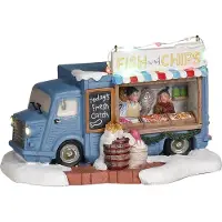 Luville - Fish and chips foodtruck battery operated - l16,5xb10,5xh10cm - Kersthuisjes & Kerstdorpen