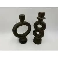 Home Sweet Home Set v 2 kandelaren bruin polyresin 24x7 cm / 22x7 cm | 11369SET | | Stoer & Sober Woonstijl