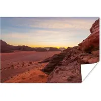 PosterMonkey Poster Prachtige zonsopkomst achter de rotsen in Wadi Rum - 180x120 cm XXL