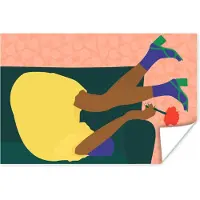 PosterMonkey Poster Vrouw - Bloemen - Retro - 30x20 cm