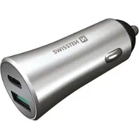 Swissten Autolader - 36W - USB-A + USB-C - Snellader - Zilver