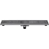 Guido Gusto Gun metal RVS Douchegoot compleet met flens 100x7x6,7cm Standaard rooster