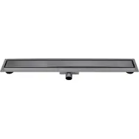 Guido Gusto Gun metal RVS Douchegoot compleet met flens 100x7x6,7cm gesloten rooster