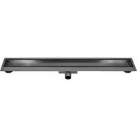 Guido Gusto Gun metal RVS Douchegoot compleet met flens 100x7x6,7cm Tegelrooster