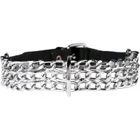 Zado – Metalen Schakel Halsband en Lederen Riem voor Onderdanigheid en Stijl - Zilver