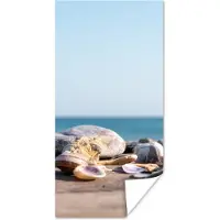 PosterMonkey Poster Schelpen - Strand - Zee - Zomer - Zon - 75x150 cm