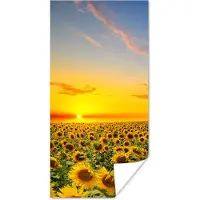 PosterMonkey Poster Bloemen - Zonnebloem - Zonsondergang - Nacht - Oranje - 80x160 cm