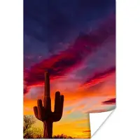 PosterMonkey Poster Cactus - Lucht - Zonsondergang - Paars - Roze - 60x90 cm