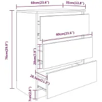 vidaXL Dressoir 60x35x76 cm bewerkt hout zwart