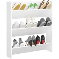 vidaXL Wandschoenenkast 80x18x90 cm bewerkt hout wit
