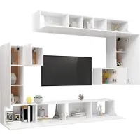 vidaXL 8-delige Tv-meubelset bewerkt hout wit