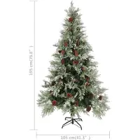 vidaXL Kerstboom met dennenappels 195 cm PVC en PE groen en wit