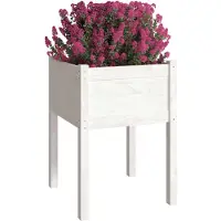vidaXL Plantenbakken 2 st 50x50x70 cm massief grenenhout wit