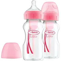 Dr. Brown's Options+ Anti-Colic Babyfles - Brede halsfles - 270ml - Roze - 2 stuks