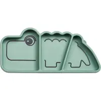 Done by Deer - Silicone Stick&Stay Snack Plate - Croco Green - 21 x 9,2 x H 3 cm