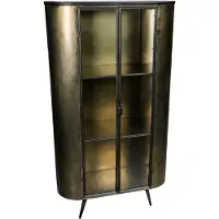 Ptmd collection Spacer Vitrinekast - 92 x 37 x 161 cm - Ijzer - Messing