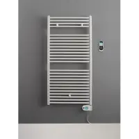 Instamat Robina elektrische handdoekradiator met witte thermostaat 149x60cm wit 800W
