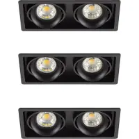Ks Verlichting Inbouwspot Bjorn 2 zwart set 3 stuks