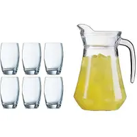 Arcoroc Waterglazen Salto met karaf - set 6x stuks glazen - 350ml - en schenkkan van 1.6 liter