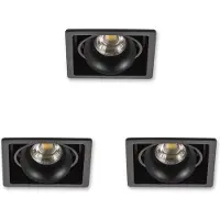 Ks Verlichting Inbouwspot Bjorn 1 zwart set 3 stuks