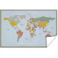 PosterMonkey Wereldkaart - Kleuren - Quote - Kinderen - Jongens - Meisjes - 60x40 cm - Poster - Poster Kinderkamer