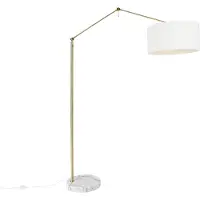 QAZQA Moderne vloerlamp goud met kap wit 50 cm verstelbaar - Editor