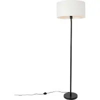 QAZQA Vloerlamp zwart met kap wit 50 cm - Simplo