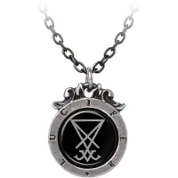 Alchemy Gothic - Gothic Halsketting - Seal of Lucifer - voor Vrouwen - zwart-zilverkleurig - Maat Standard