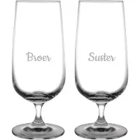 Fusion Gegraveerde bierglas op voet 41cl Broer-Suster