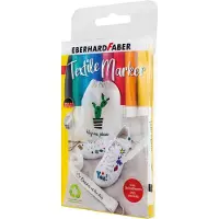 Eberhard Faber textielmarkers - 8 stuks - in plastic etui - 4 sjablonen - EF-578208