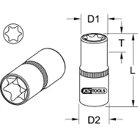 Ks Tools 918.3978, Doppen, 3/8 inch, Metrisch, 1 kop, E12, Chroomvanadiumstaal