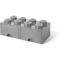 LEGO Opslag Met 2 Lades 8 Knoppen - Speelgoedopbergers Polypropyleen Medium Stone Grey - 40061740