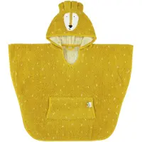 Trixie Poncho - Mr. Lion - 100% Biologisch Katoen - Badcape Kind met Capuchon - Met Leuke Details - Geel - Leeuw