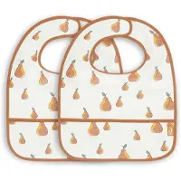 Jollein - Slab Waterproof (Pear) - Polyester - Polyurethaan - Slabbetjes Baby - 2 Stuks - 40 cm