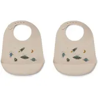Liewood - Tilda Silicone Slabbetje (set van 2) - Space Multi Mix