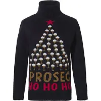 Apollo Dames kersttrui coltrui zwart prosec ho ho ho