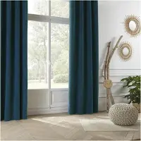 Atmosphera Memories gordijnen Blauw 140 x 260 cm - Kant en klaar met ringen - Gordijn raambekleding