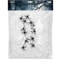 Boland Spinrag 250 g wit met 12 spinnen (Wit, zwart)
