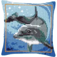 Vervaco - Kruissteekkussen kit - Dolfijn - PN-0021528 - Borduren - Borduurpakket - Borduurpakket volwassenen - Borduurpakket kind