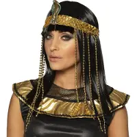 Boland Pruik Egyptische koningin met hoofdband (Zwart/Goud)