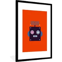 PosterMonkey Poster in fotolijst kind - Schilderij voor kinderen - Robot - Blauw - Paars - Gezicht - Vormen - Wanddecoratie - 80x120 cm - Decoratie voor kinderkamers - Kinderposter