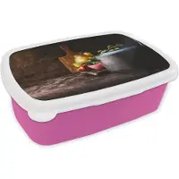 MuchoWow Broodtrommel Roze - Lunchbox - Brooddoos - Rustiek - Stilleven - Pan - Groente - 18x12x6 cm - Kinderen - Meisje
